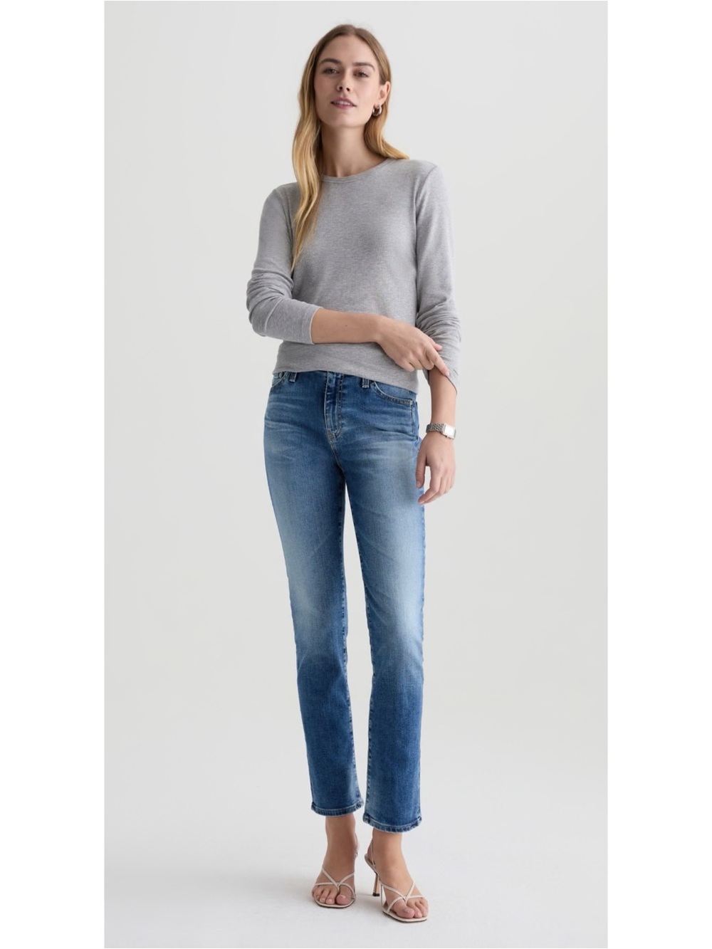 AG Adriano Goldschmied Mari Mid Rise Slim Straight Jeans Size 29 Raw Hem - Picture 8 of 8